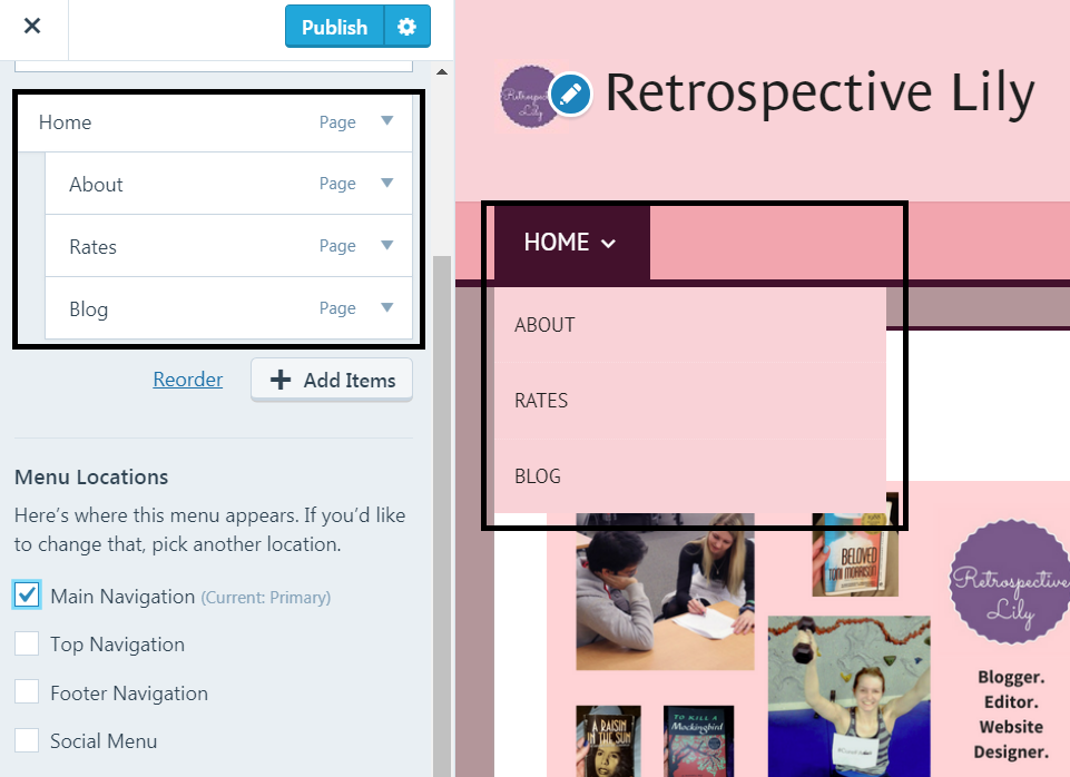 website menu wordpress