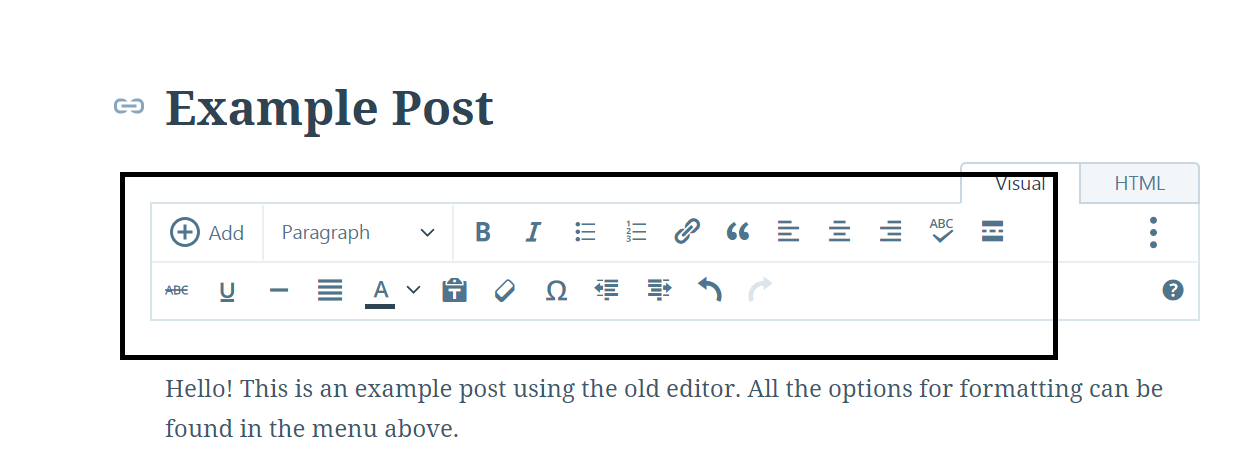 old wordpress editor